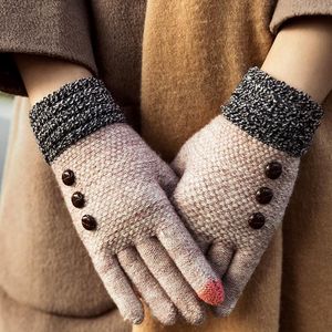 Cinq doigts gants hiver écran tactile tricoté jeunes étudiants doigt complet femmes équitation ski main plus chaude gant femelle acrylique en gros G018