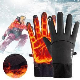 Cinq doigts gants hiver chaud complet imperméable coupe-vent cyclisme sports de plein air course moto ski écran tactile polaire 231130