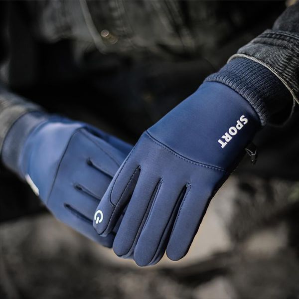 Guantes de cinco dedos invierno cálido interior terciopelo dedo completo impermeable pantalla táctil deportes pesca esquí guante antideslizante hombres mujeres mitones