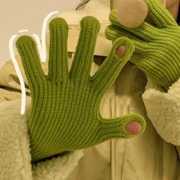 Cinq doigts gants hiver chaud tricoté doigt complet téléphone tactile écran de laine mitaines de ski unisexe travail d'équitation 231101