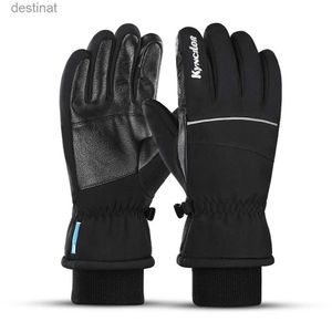 Vijf Vingers Handschoenen Winter Warm Mountain Snowboard Handschoenen Heren Dames Koude Sneeuw Skiën Wanten Waterdicht Sneeuwscooter Handschoenen Zwart M L XLL231108