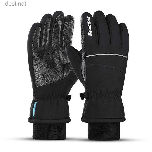 Cinco dedos Guantes Invierno Cálido Montaña Snowboard Guantes Hombres Mujeres Frío Nieve Esquí Manoplas Impermeable Motos de nieve Handschoemen Negro M L XLL231108