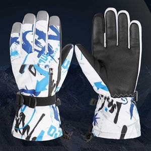 Five Fingers Handschoenen Winter Warm Snowboard Skihandschoenen Waterdicht Heren Dames Sneeuwwanten Skiën Sneeuwscooter Motor Kinderen Afdrukken Touch Telefoon 2023 L230804