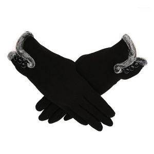 Vijf vingers handschoenen winter warme vrouwen kasjmere blijven stimuleren solide full vinger touchscreen outdoor modehandschoen accessoires1