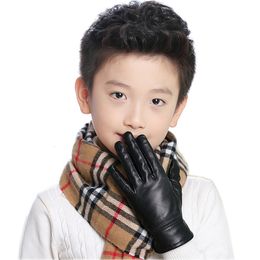 Cinq doigts gants hiver réchauffement en cuir véritable gants épais pour enfant type lourd en cuir véritable gants mignons mitaines en cuir véritable 230906