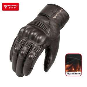 Gants à cinq doigts Gants de moto imperméables d'hiver Gants en cuir pour hommes Gants intérieurs chauds thermiques Homme Luva Guantes Motociclista Écran tactile 231021