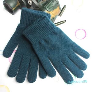 Cinq doigts gants hiver femmes hommes écran tactile mitaines chaudes épaisses tricotées automne court poignet chauffe-main noël