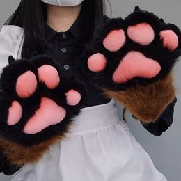 Vijf vingers handschoenen Wolf hond es Paw Claw kostuum cosplays dier harige pluche lange vinger wanten Fursuit voor volwassenen Drop 230921