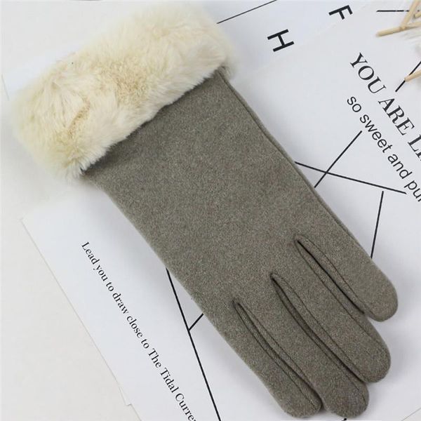 Cinq doigts gants femmes coton tissu écran tactile extensible mode plat hiver anti-dérapant manchette doublure douce 2023