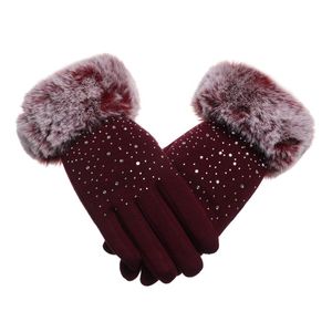 Vijf vingers handschoenen dames mode touchscreen winter plus fluweel dikke warm thermisch rijden ski winddicht ski -wantenfive