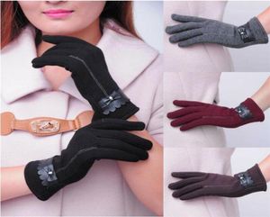 Vijf vingers handschoenen dames dames bowknot thermisch gevoerde touchscreen winter warm est elegante avondfeestje accessoires13192654