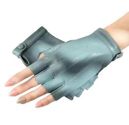 Cinco dedos Guantes de guantes para mujeres Semifinger Glove de cuero Glove de cuero Fashionkin Half Finger1408080