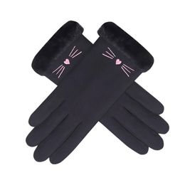 Vijf vingers handschoenen vrouwen wanten winter handschoen gothic emo accessoires verwarmd kant zwarte kasjmier guantes calefactable invierno mujer # t1p