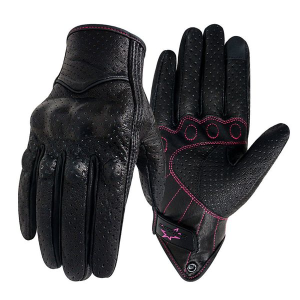 Cinco dedos Guantes Mujeres Motocicleta Touch XS S M Racing Top Cuero genuino Guantes Ciclismo Guante Motocross Moto Luvas Mujer Mulheres 221110