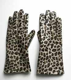 Cinq doigts gants femmes automne hiver cuir naturel imprimé léopard gant chaud dame véritable conduite R22371