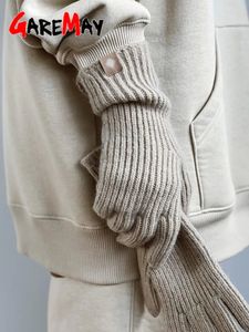 Cinq doigts gants femmes automne hiver vert élégant chaud écran tactile décontracté long blanc vintage tricoté extérieur 2023 231106