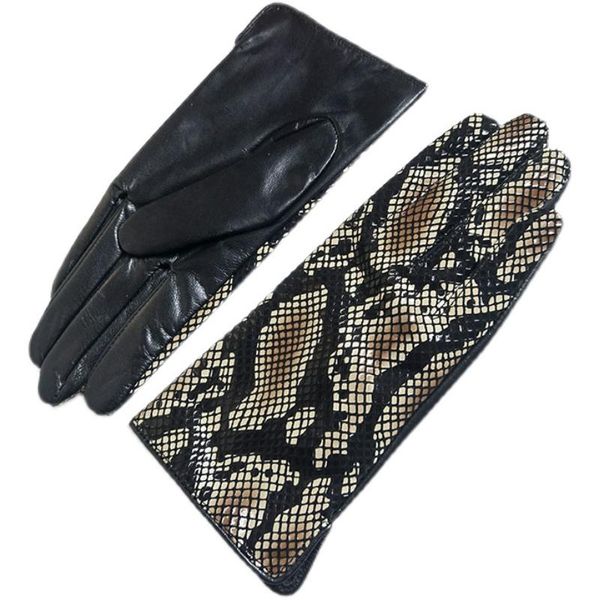 Cinq doigts gants femmes automne hiver lézards gant en cuir véritable femme en peau de mouton écran tactile conduite équitation R1576