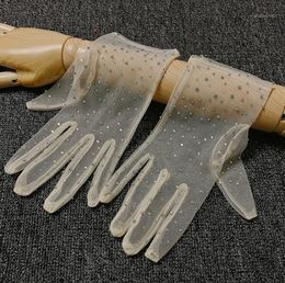 Cinq doigts gants femmes élégant brillant diamants perlé fête danse maille gant femme printemps été crème solaire dentelle R2817
