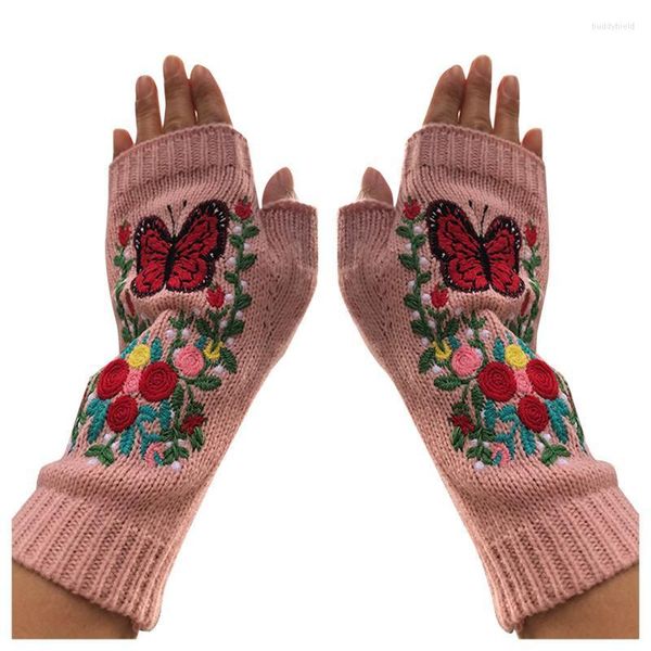 Guantes de cinco dedos para mujer, gancho de mano cálido, flor pequeña, Animal, alta calidad, duradero, uso diario, fiesta, playa, moda, guantes de lana hechos a mano # Y