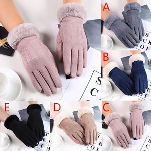 Vijf vingers handschoenen dames winter vrouwelijk warm plus fluweel vol vingers rijding winddichte wervingen demmale guantes l4