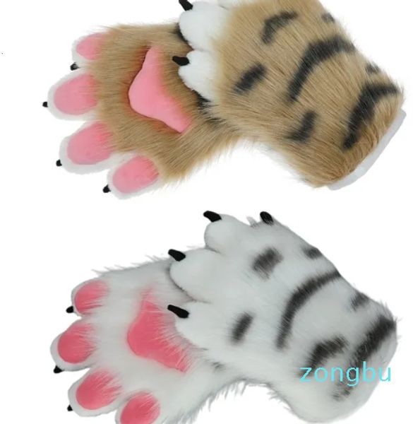 Cinq doigts gants femmes gants d'hiver dessin animé tigre patte forme chaud épaissir gants tricot mitaines fourrure manchette pour petite amie présente