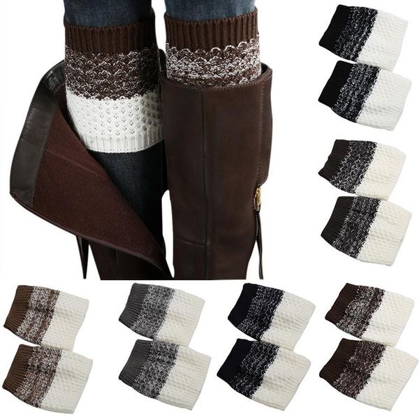 Cinq doigts gants femmes hiver tricot couverture de botte garder au chaud chaussettes tout match mode couleur unie Toppers