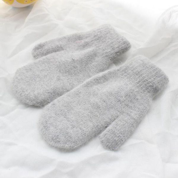 Cinq doigts gants femmes hiver épais tricoté cachemire double couche peluche laine tricot chaud mitaines femme mignon gants complets1