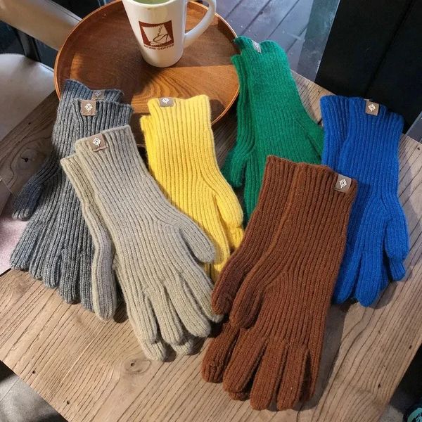 Cinq doigts gants femmes hiver chaud tricoté doigt complet gants en laine écran tactile mitaines épais chaud doux cyclisme conduite gants de haute qualité 231115