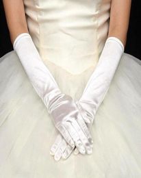 Cinq doigts gants femmes 039S de soirée de soirée mariage formel coloride solide satin long doigt mittens ancêtres activités rouges blanc2533925