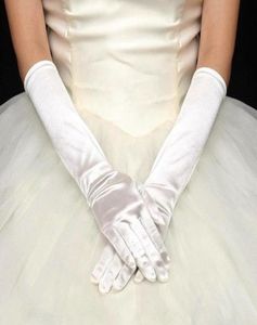 Handschoenen met vijf vingers Dames039s Avondfeest Bruiloft Formeel Effen Kleur Satijn Lange Vinger Wanten Voor Evenementen Activiteiten Rood Wit2533925