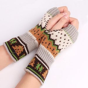 Vijf vingers handschoenen wol mode dames armwarmers winter zonder vingerloze kerstgebreide wanten zachte warm lang casual 2023