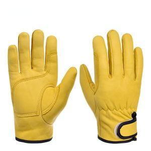 Guantes de cinco dedos Guantes de trabajo Trabajadores de cuero de piel de oveja Trabajo Soldadura Protección de seguridad Jardín Deportes Conductor de motocicleta Resistente al desgaste 230823