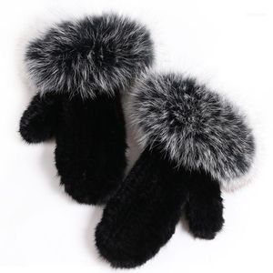 Five Fingers Gloves YOLOAgain Winter Warm Women Knitted Ladies Fur Mittens1