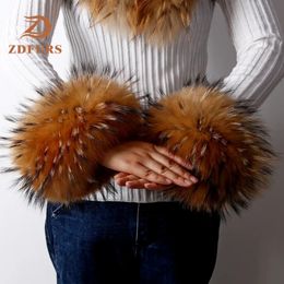 Handschoenen met vijf vingers ZDFURS * Hoge kwaliteit bontmanchetten Polswarmer Echte bontmanchet Armwarmer Damesarmband Polsband van echt bont Handschoen 231017