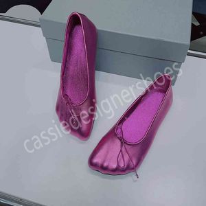 Zapatos de ballet planos con punta en forma de cinco dedos, cómodos, populares, dorados, plateados, de cuero auténtico, decoración de pajarita, sin cordones, con punta cuadrada, cómodos zapatos de baile