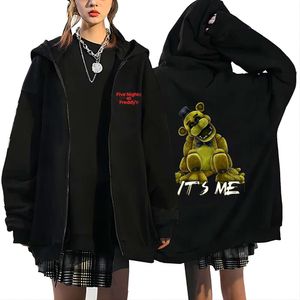 Vijf nachten bij FNAF Zipper Hoodie 3D Print Zip Up Jacket Streetwear Y2K Lange Mouw Sweatshirts Men Dames Casual Fleece Coats