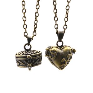 Vijf paar retro ronde doos huisdier as souvenir mini hartvormige crematie wensen brons necklace hanger