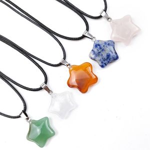 Vijfpuntige Sterren Hanger Zee ster Carneool Agaat Edelsteen Reiki Healing Crystal Rozenkwarts voor Ketting Accessoires Natuursteen