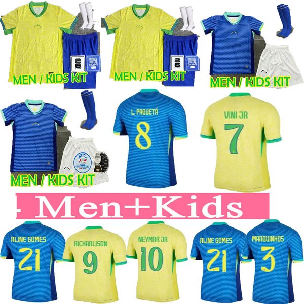 cinq étoiles BRÉSILS 24/25 Copa America Cup maillots de football Rip Stop Camiseta de futbol PAQUETA chemise maillot MARQUINHOS VINI JR brasil RICHARLISON HOMMES ENFANTS NEYMAR