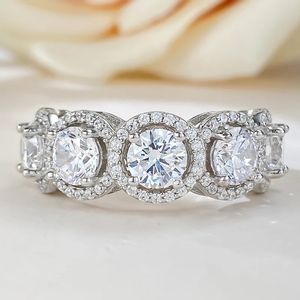 Vijf Steen Moissanite Diamanten Ring 100% Echt 925 Sterling Zilver Party Wedding Band Ringen Voor Vrouwen Mannen Engagement Sieraden Gift
