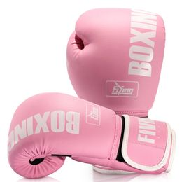 Gants de boxe Fiving Pro Style pour femmes Pu Leather Training Muay ThaisparringFighting KickboxingAdult Hourf Punching Sac G 240511