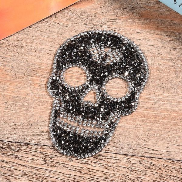 Parches de calavera con diamantes de imitación fijos, parches para planchar, apliques de cristal de strass para decoración de prendas diy 262h