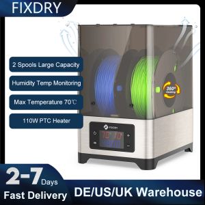 Fixdry Extra Large Box Box Filament sècheur compatible avec 1,75 mm 2,85 mm 3,00 mm Filament 3D Sèche rapide Extra grande température