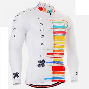 Fixgear Pro equipo blanco hombres manga larga ciclismo Jersey primavera otoño vestir bicicleta al aire libre montaña carretera bicicleta ropa transpirable H1020