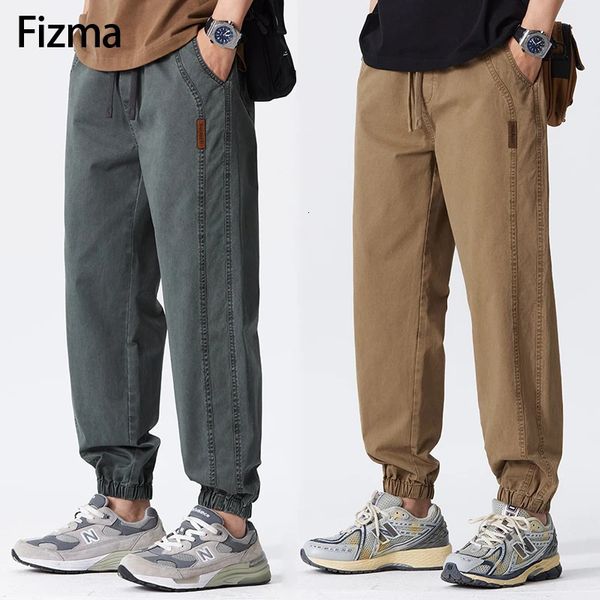 Fizma Men Pantalon Soft Fabric Casual Pant Spring Summer Cargo Washed Joggers Solid Simple Harem pantalon Y2K Baggy 240417