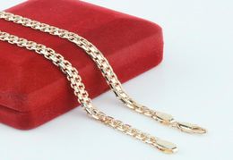 FJ Nieuwe 5mm mannen Women 585 Gold Color Chains carve Ed Russian Necklace Long JewelryNo Red Box5216794