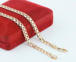 FJ NIEUW 5 MM MEN Women 585 Gold Color Chains carve Ed Russian Necklace Long JewelryNo Red Box1314435