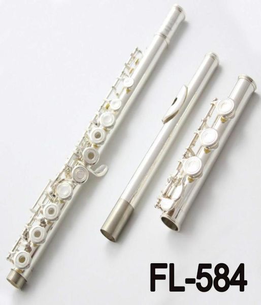 FL584 Concierto profesional Flauta 17 Ajustes C Tono abierto Instrumentos musicales de rendimiento plateado abierto Flauta con coágulo de caseamiento 5159065