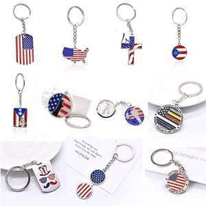 Flag Keychain USA Metal America US Key Chain Trump Keychains Keychains Kning S Ring 0410