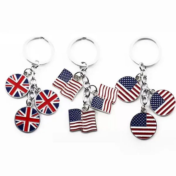 Drapeau Porte-clés Diverses formes Style Britannique Pendentif Cadeau Faveur Voiture Royaume-Uni Américain Affaires Étrangères Cadeaux Drapeaux Nationaux Porte-clés F0330